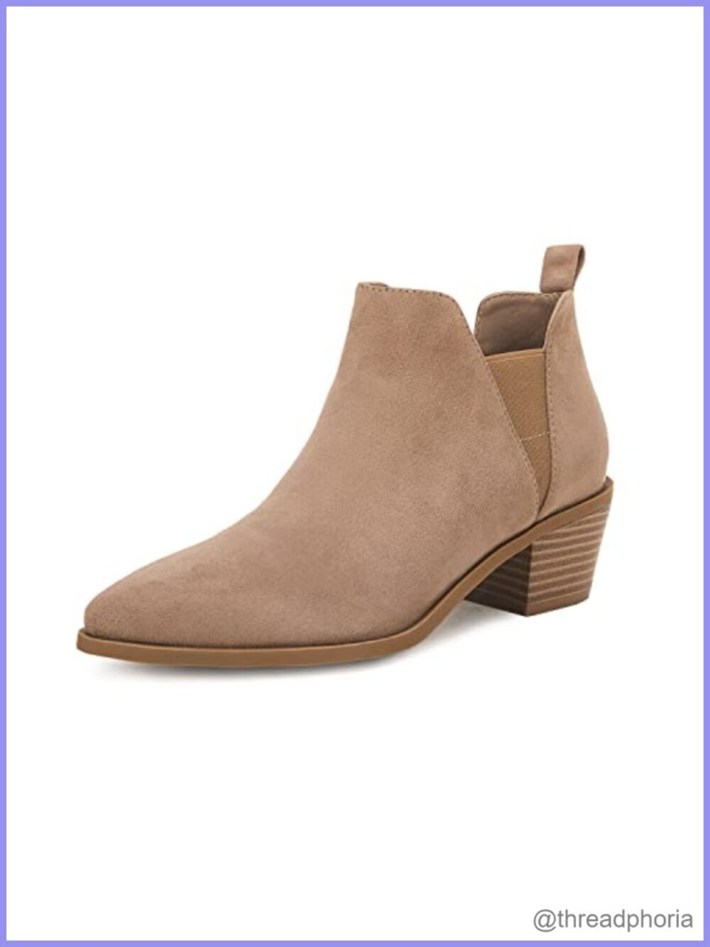Women's Faux Suede Stacked Chunky Heel Pointed Toe Slip On Ankle Booties